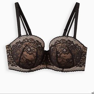 Torrid Black Lace Push-Up Multiway Strapless Bra